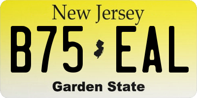 NJ license plate B75EAL