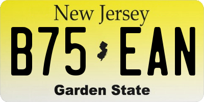 NJ license plate B75EAN