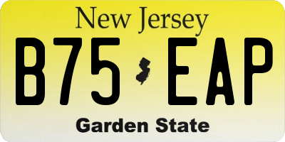 NJ license plate B75EAP