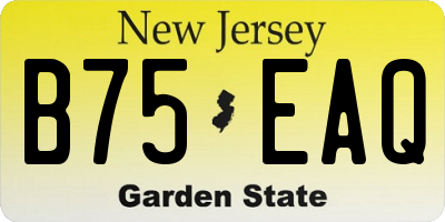 NJ license plate B75EAQ