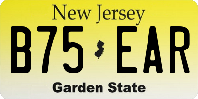 NJ license plate B75EAR