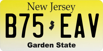 NJ license plate B75EAV