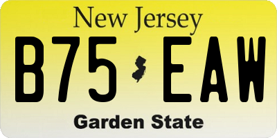 NJ license plate B75EAW