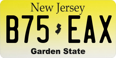 NJ license plate B75EAX