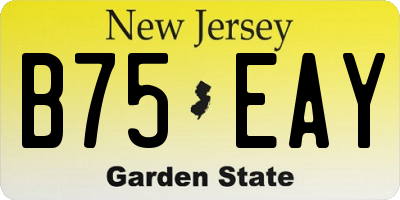 NJ license plate B75EAY