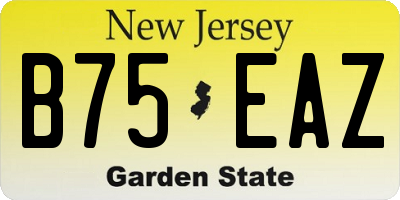 NJ license plate B75EAZ