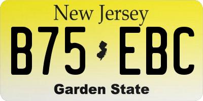 NJ license plate B75EBC