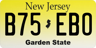 NJ license plate B75EBO
