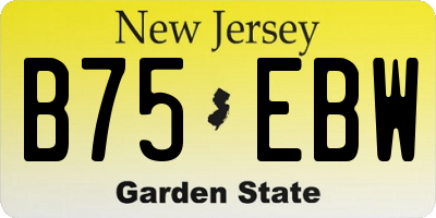 NJ license plate B75EBW