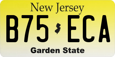 NJ license plate B75ECA