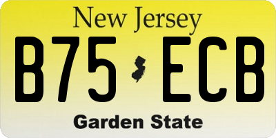 NJ license plate B75ECB
