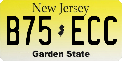 NJ license plate B75ECC