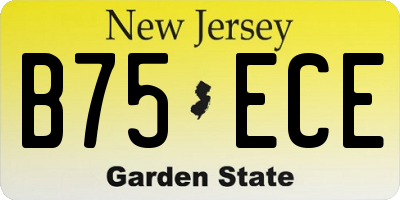 NJ license plate B75ECE
