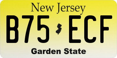 NJ license plate B75ECF
