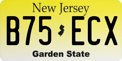 NJ license plate B75ECX