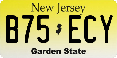 NJ license plate B75ECY
