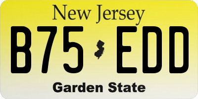 NJ license plate B75EDD