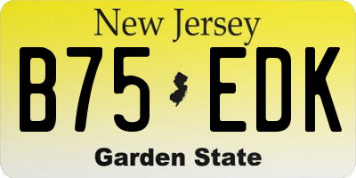 NJ license plate B75EDK