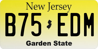 NJ license plate B75EDM