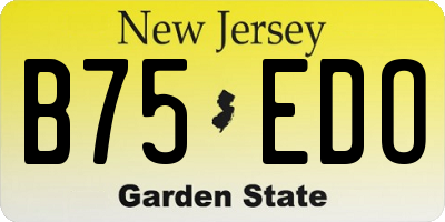 NJ license plate B75EDO