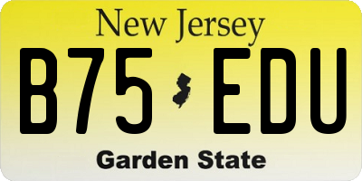 NJ license plate B75EDU