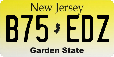 NJ license plate B75EDZ