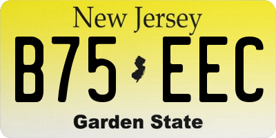NJ license plate B75EEC