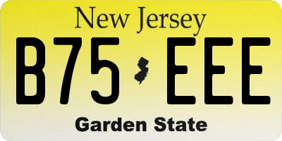 NJ license plate B75EEE