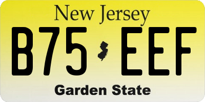 NJ license plate B75EEF