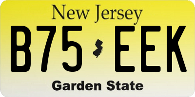 NJ license plate B75EEK