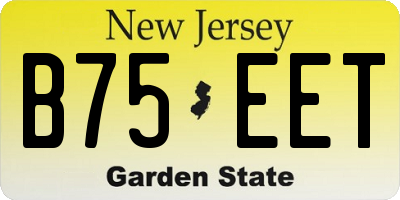 NJ license plate B75EET