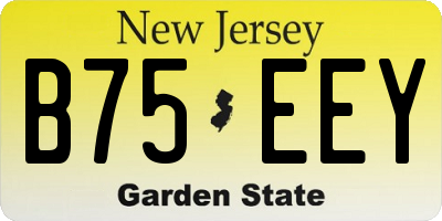 NJ license plate B75EEY