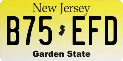 NJ license plate B75EFD