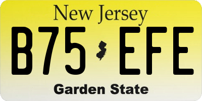 NJ license plate B75EFE