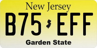 NJ license plate B75EFF