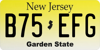 NJ license plate B75EFG
