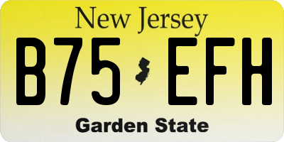 NJ license plate B75EFH