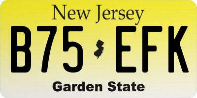 NJ license plate B75EFK