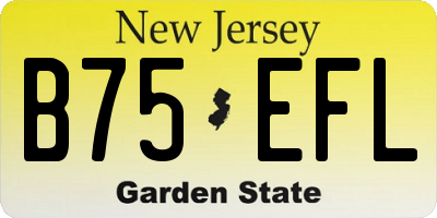 NJ license plate B75EFL