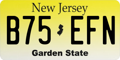 NJ license plate B75EFN