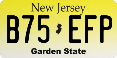 NJ license plate B75EFP