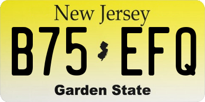 NJ license plate B75EFQ