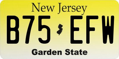 NJ license plate B75EFW
