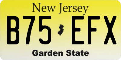 NJ license plate B75EFX