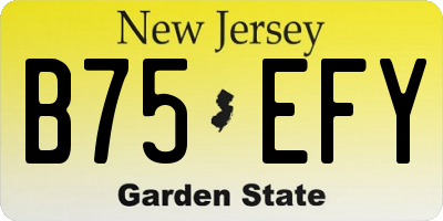 NJ license plate B75EFY
