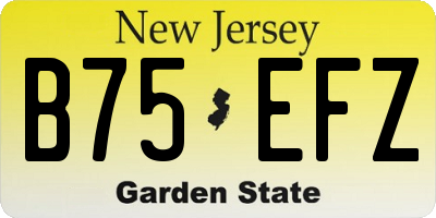 NJ license plate B75EFZ