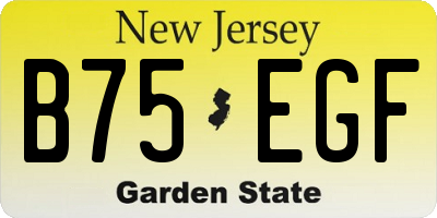 NJ license plate B75EGF