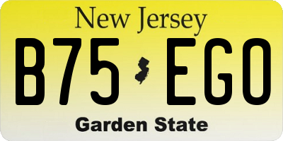 NJ license plate B75EGO