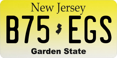 NJ license plate B75EGS