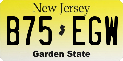NJ license plate B75EGW